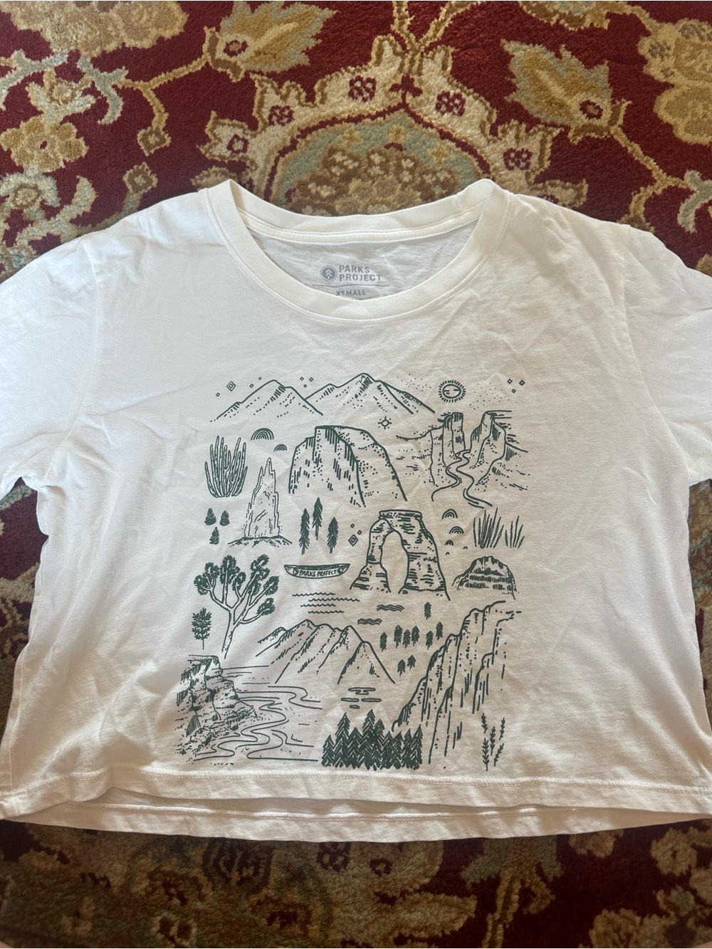 Parks Project Off-White Tee with Green Nature Print